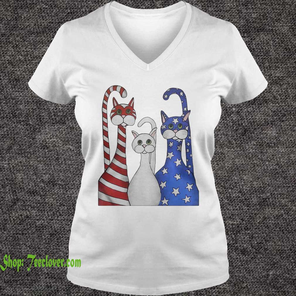 Cats red white and blue American flag