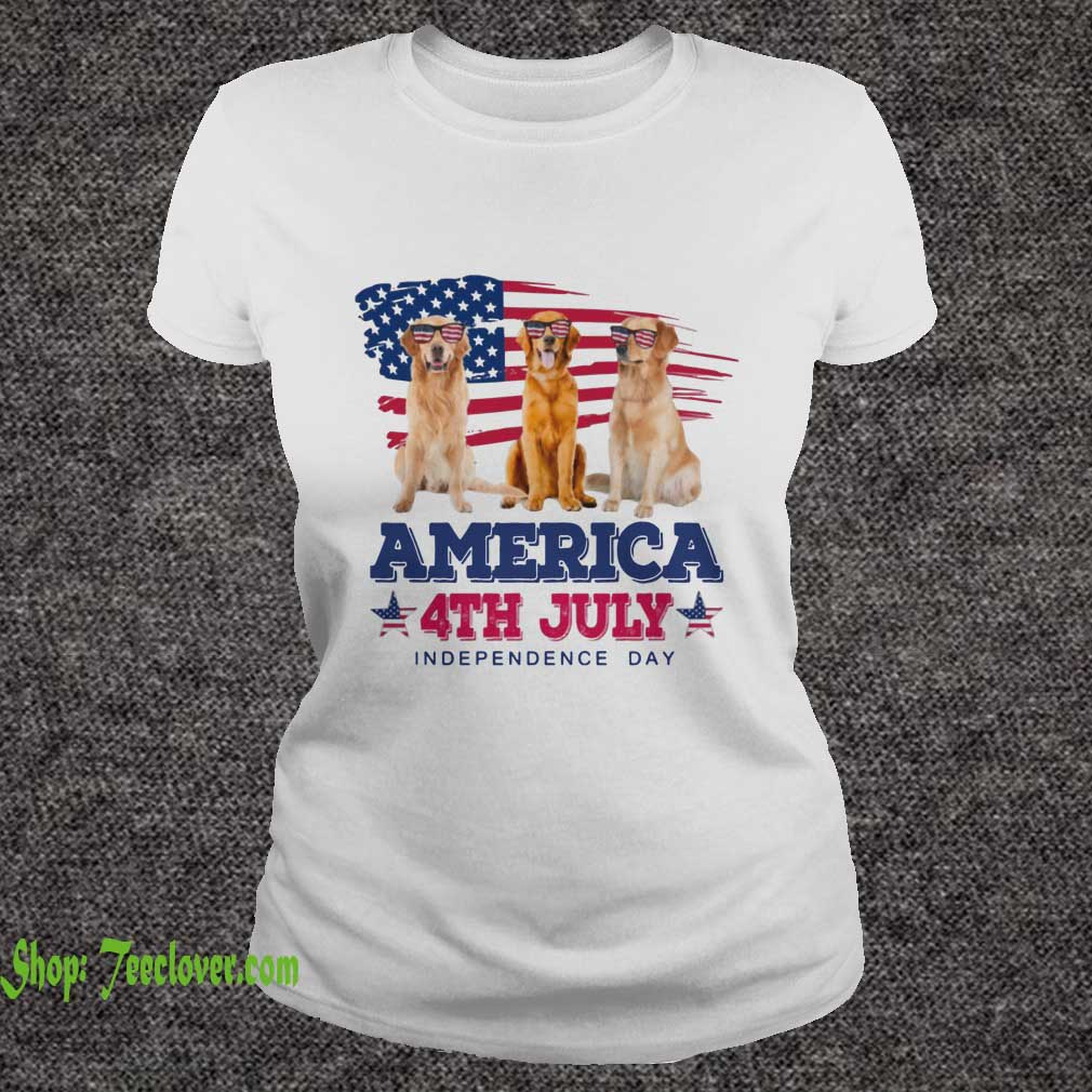 Cool Golden Retriever America 4th July Independence Day T-