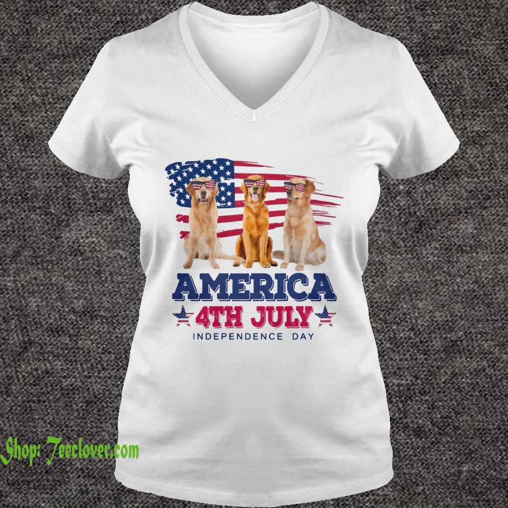 Cool Golden Retriever America 4th July Independence Day T-