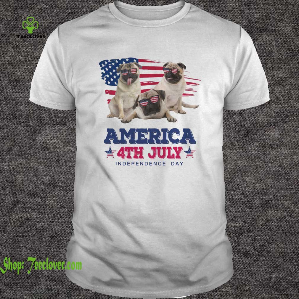 Cool Pug America 4th July Independence Day T-