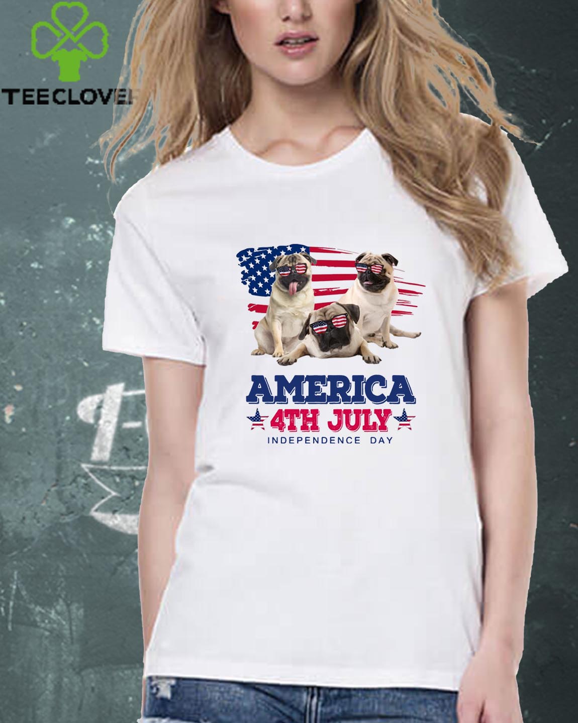 Cool Pug America 4th July Independence Day T-