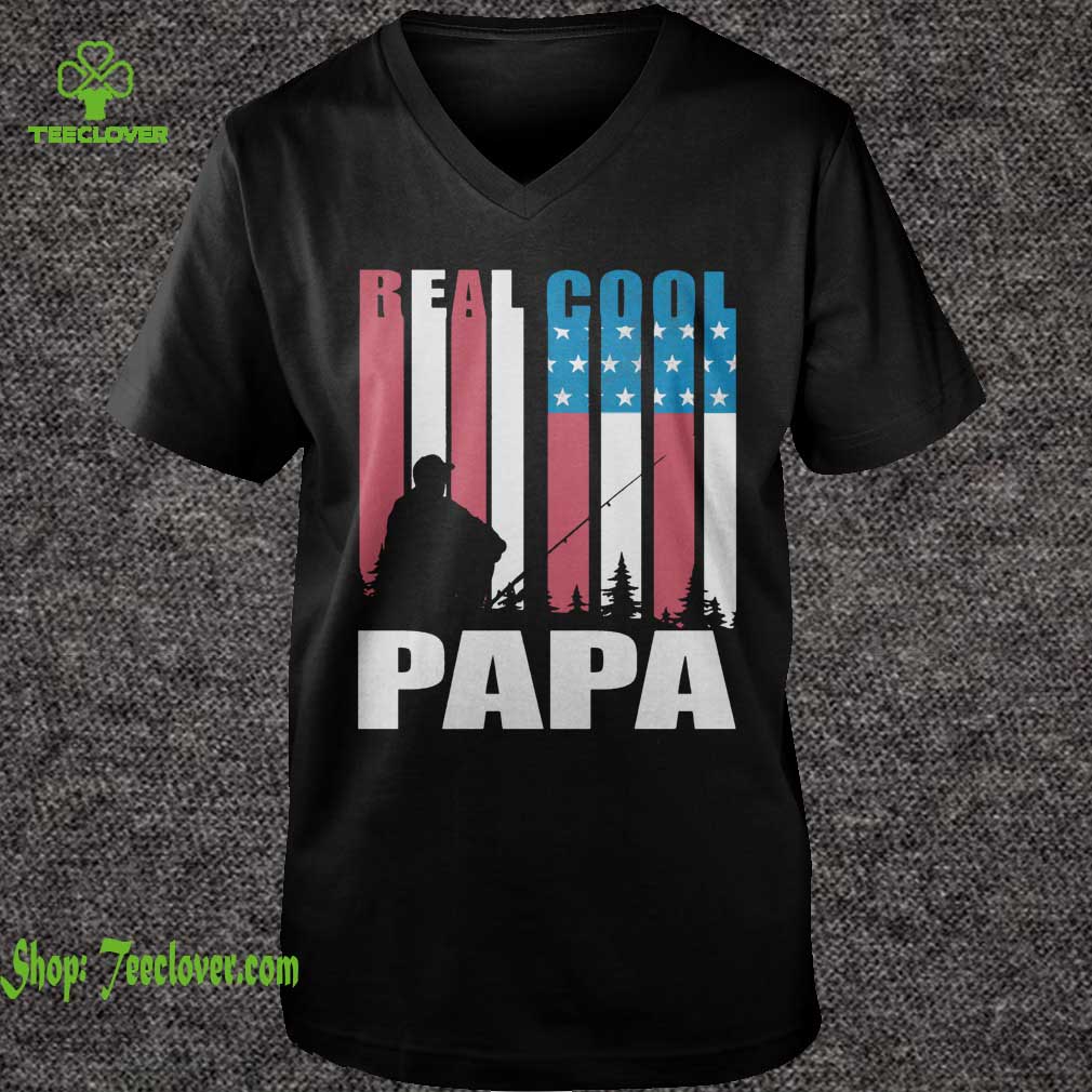 American Flag Real Cool Papa Fishing Lover T-