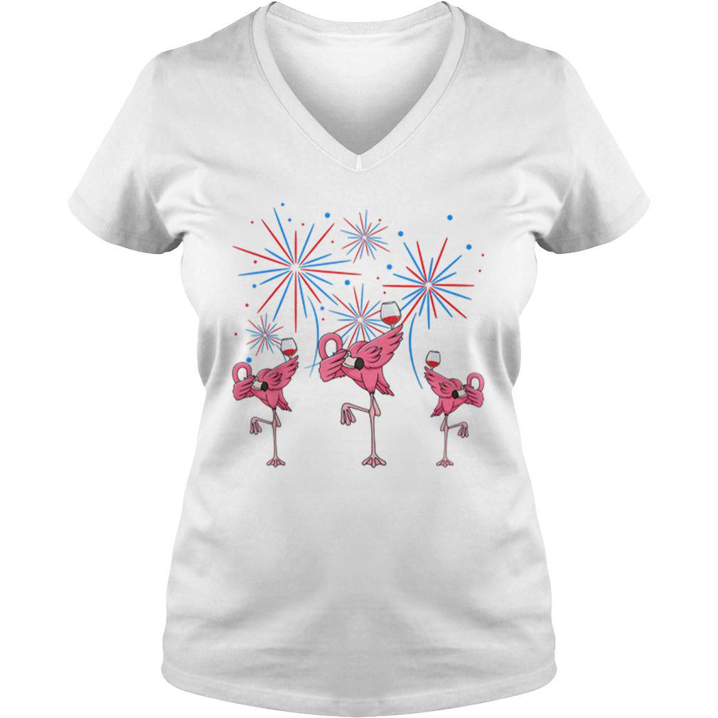 Dabbing Flamingo With Wine Glass Firework 4th Of July American Flag