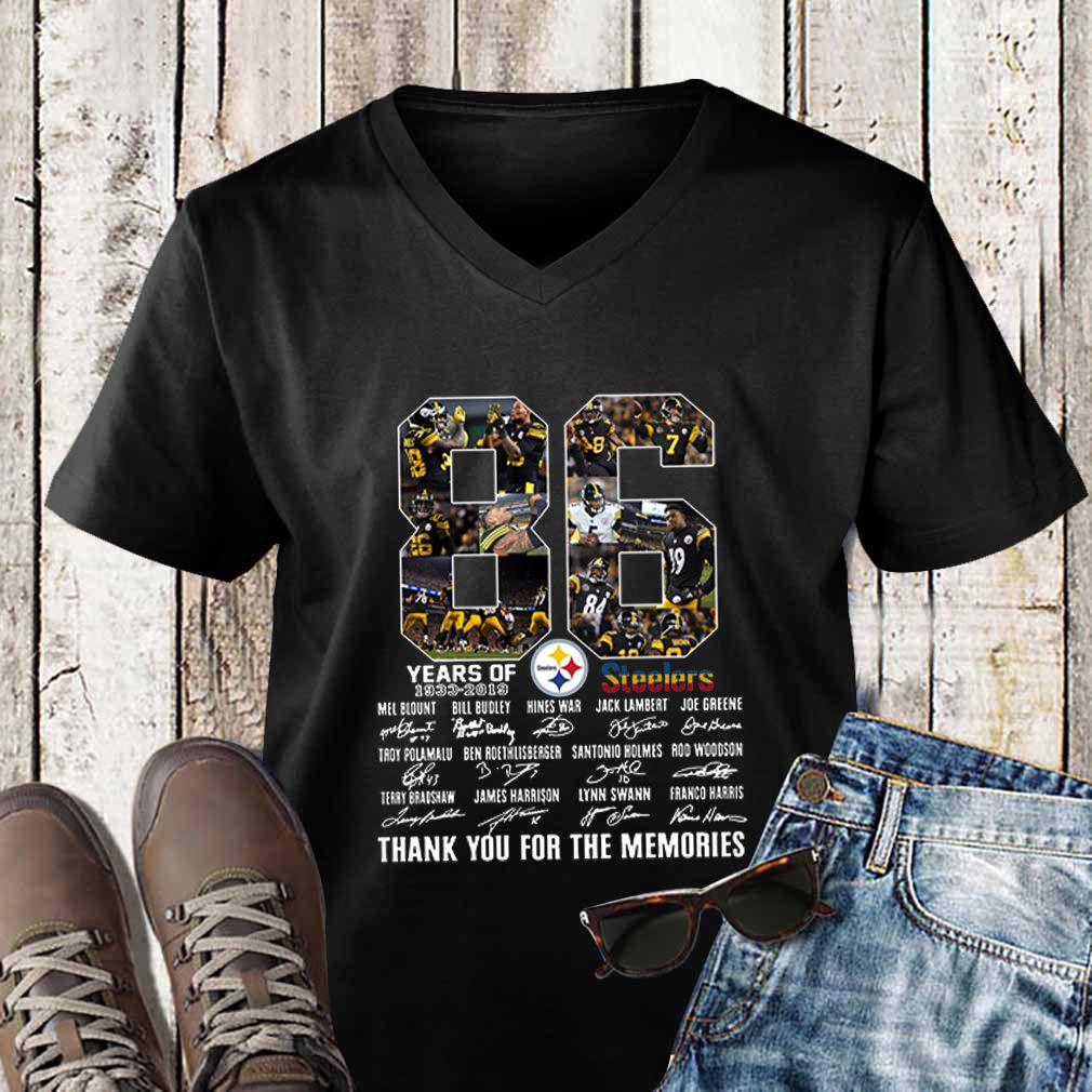 Awesome Pittsburgh Steelers 86th Anniversary 1933-2019 signatures hoodie, sweater, longsleeve, shirt v-neck, t-shirt