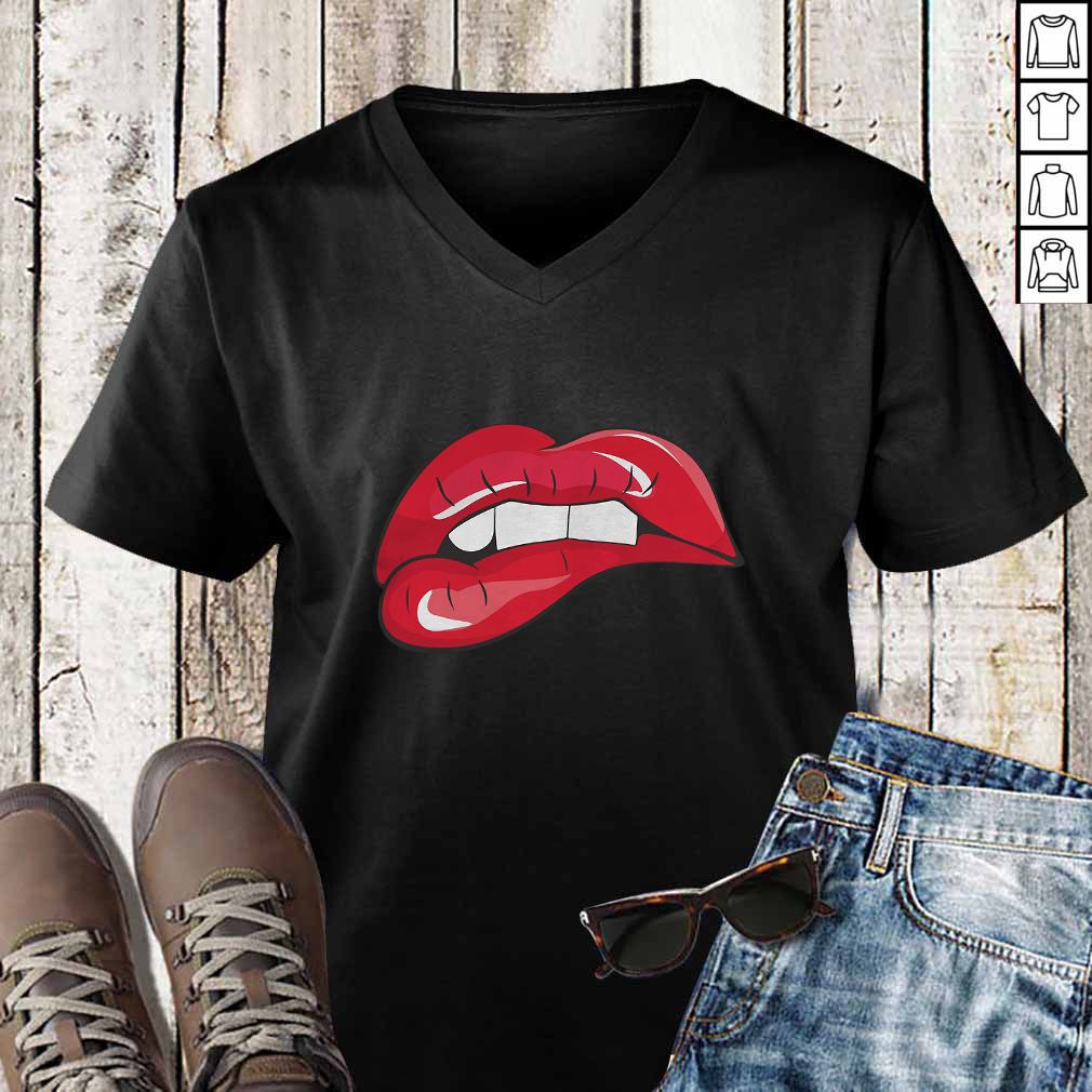 Pretty Biting Red Lips Naughty Lips Shirt