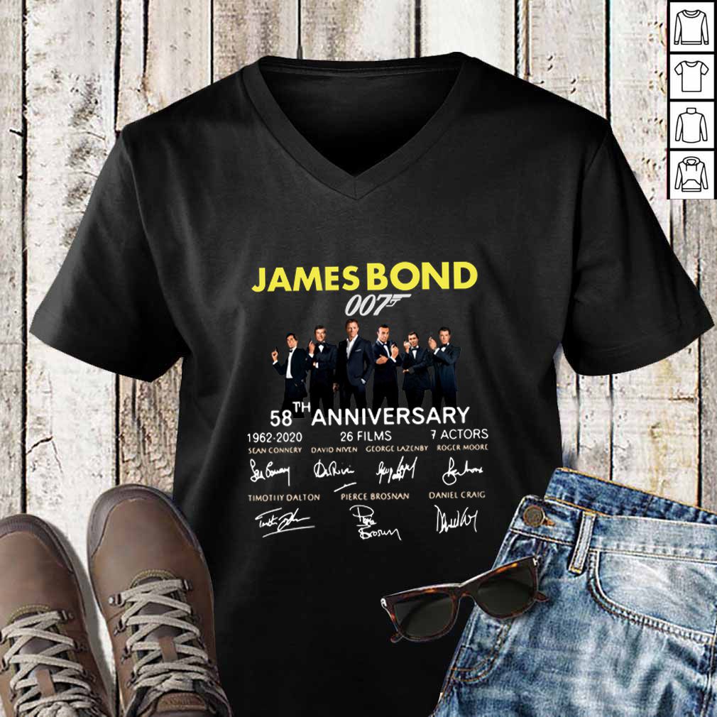 58th Anniversary James Bond 007 1962-2020 signatures hoodie, sweater, longsleeve, shirt v-neck, t-shirt