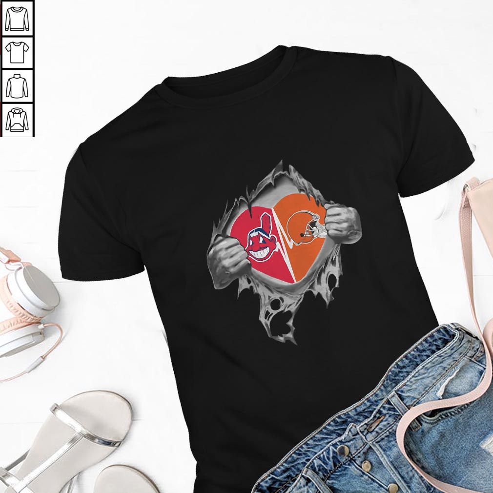 Heartbeat Cleveland Indians and Cleveland Browns inside me hoodie, sweater, longsleeve, shirt v-neck, t-shirt