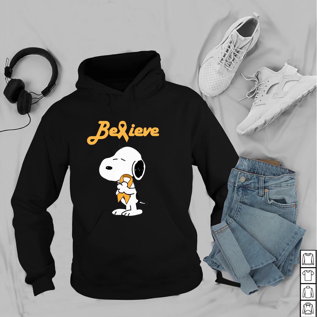 Snoopy Believe Appendix Amber Cancer Awareness T-Shirt