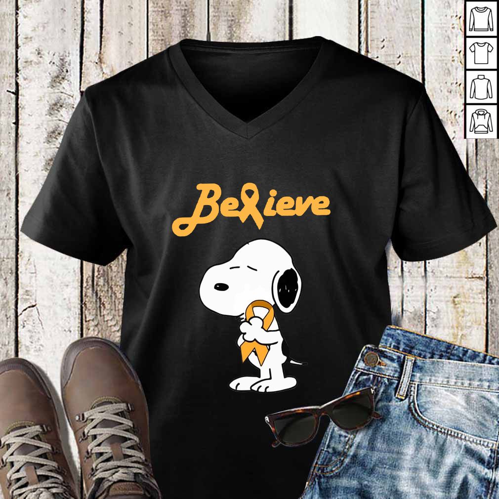 Snoopy Believe Appendix Amber Cancer Awareness T-Shirt