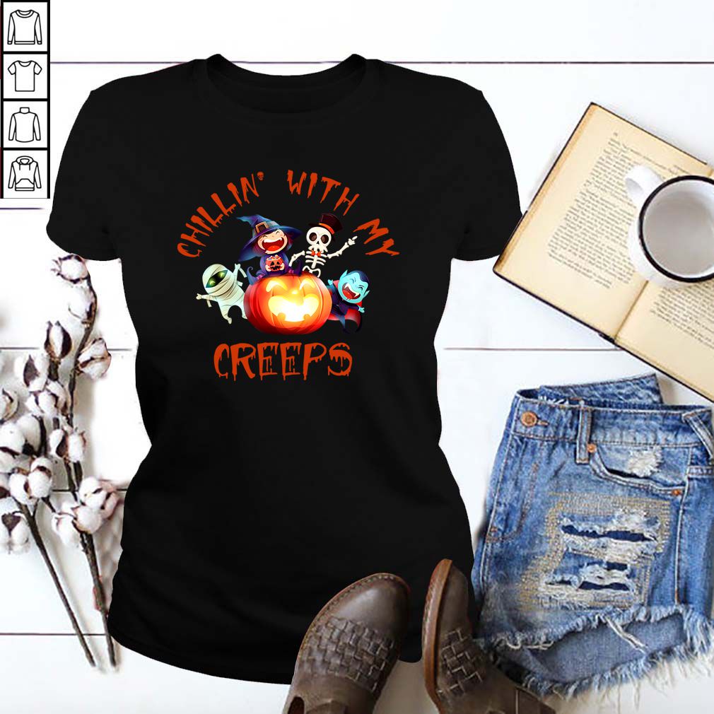 Chillin With My Creeps Funny Halloween Costume Gift T-Shirt