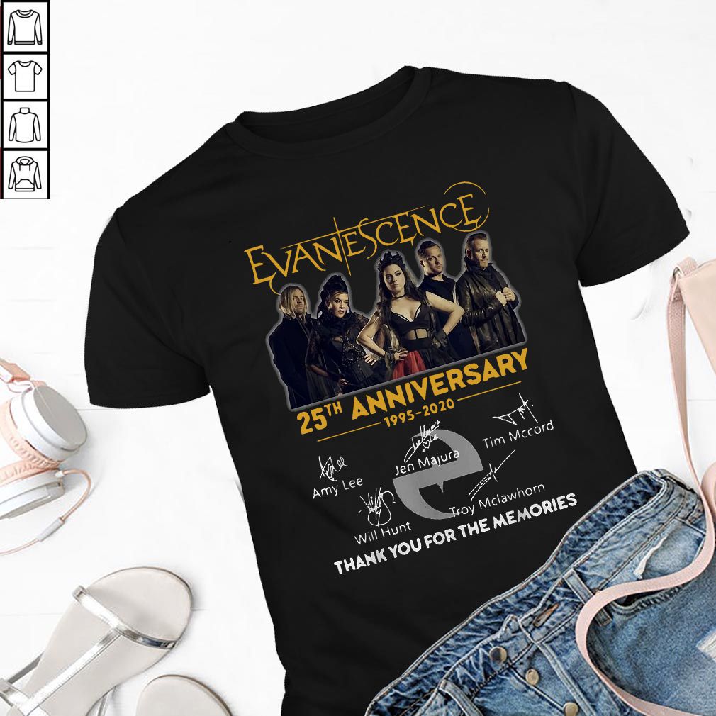 Evanescence 25th Anniversary 1995 2020 thank you for the memories hoodie, sweater, longsleeve, shirt v-neck, t-shirt