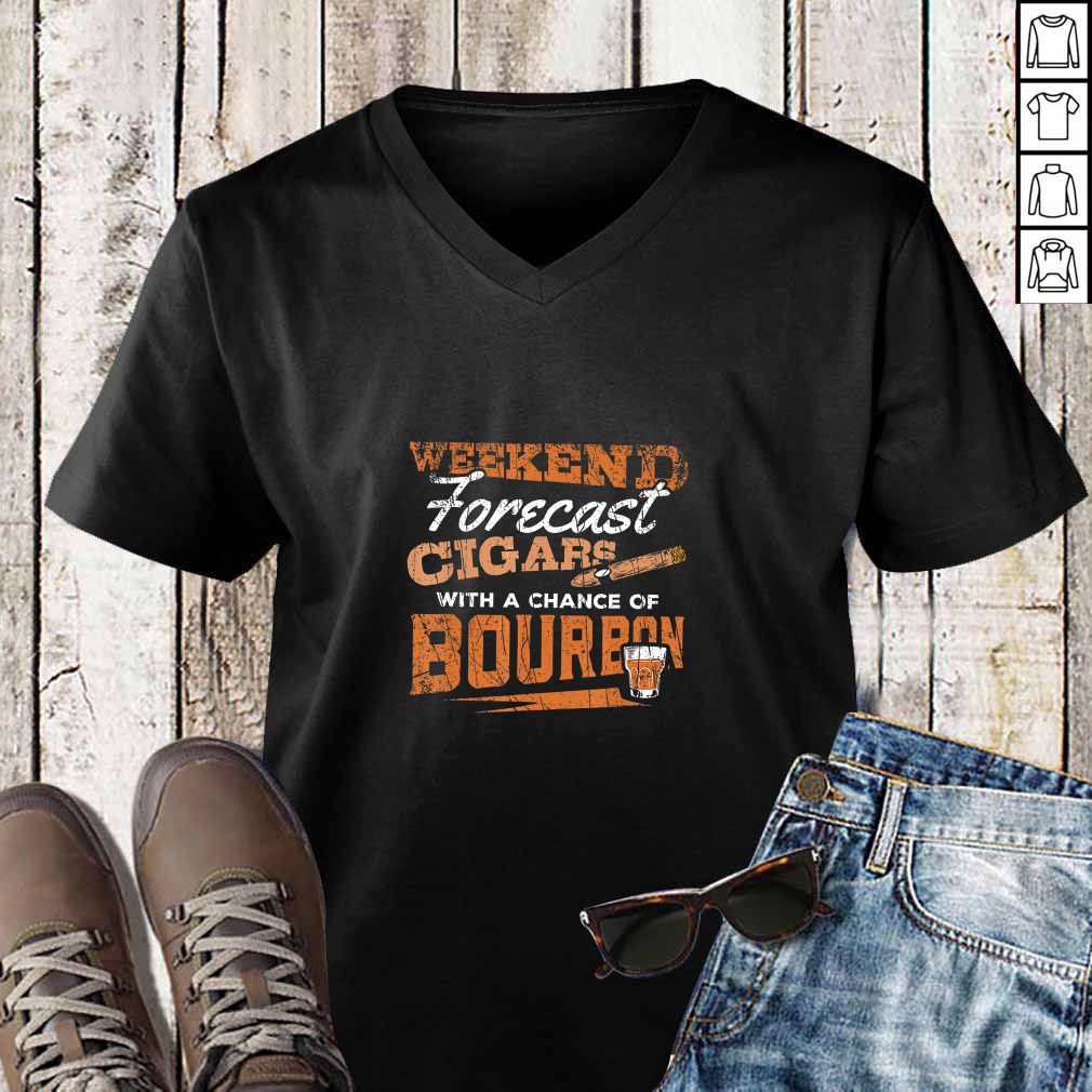 Weekend Forecast Cigars and Bourbon Funny Whiskey T-Shirt