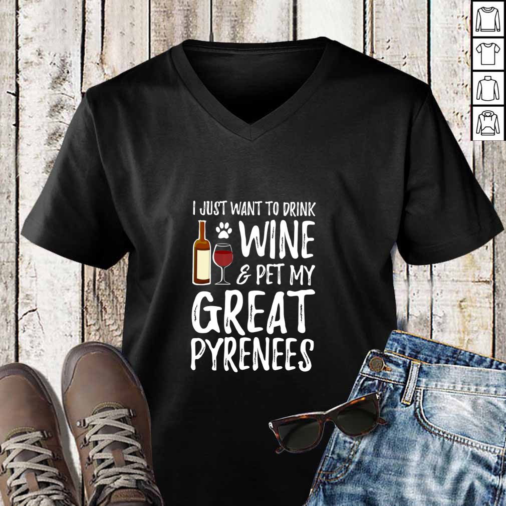 Wine and Great Pyrenees T-Shirt for Great Pyrenees Dog Mom T-Shirt