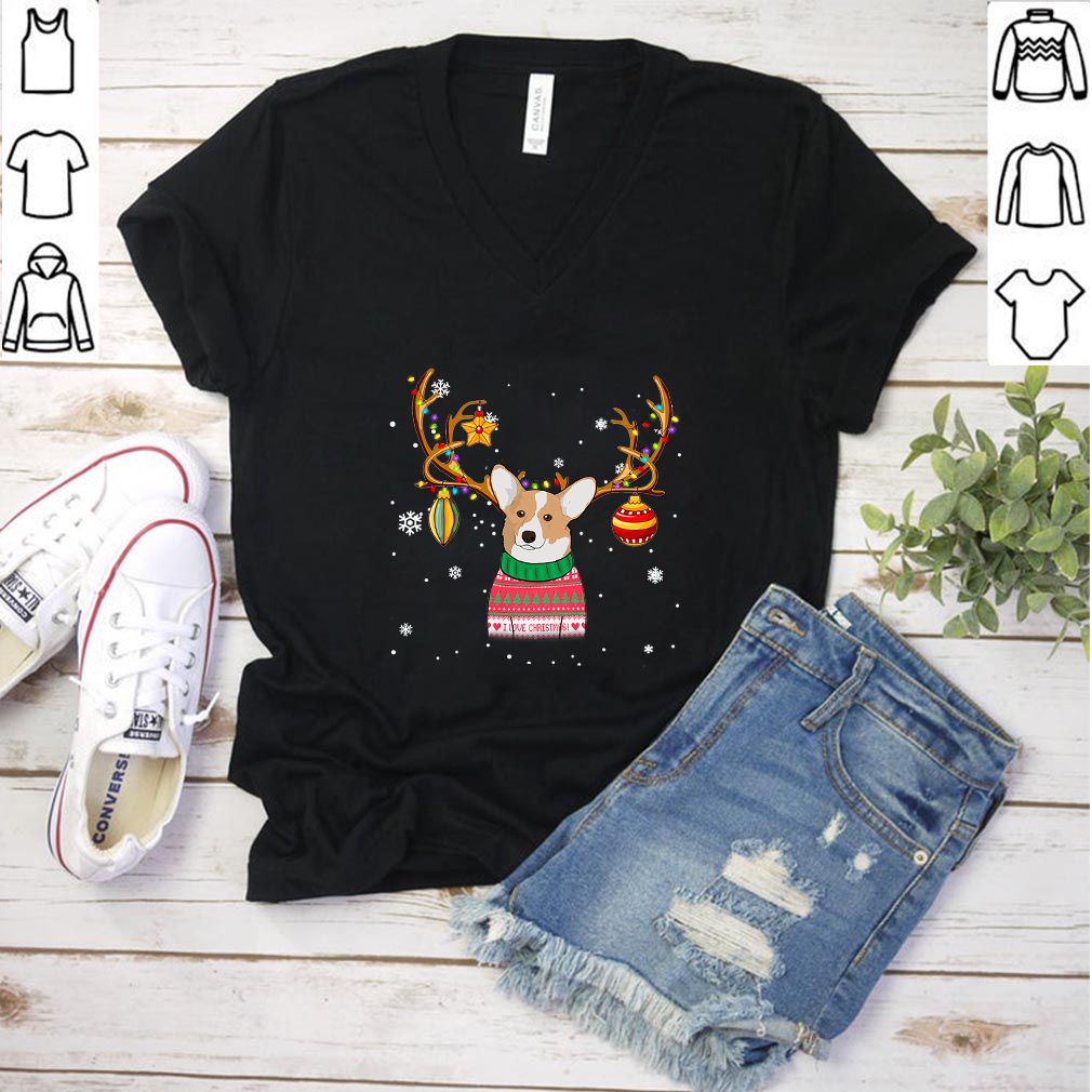 Corgi Reindeer Christmas Holiday Funny T-Shirt