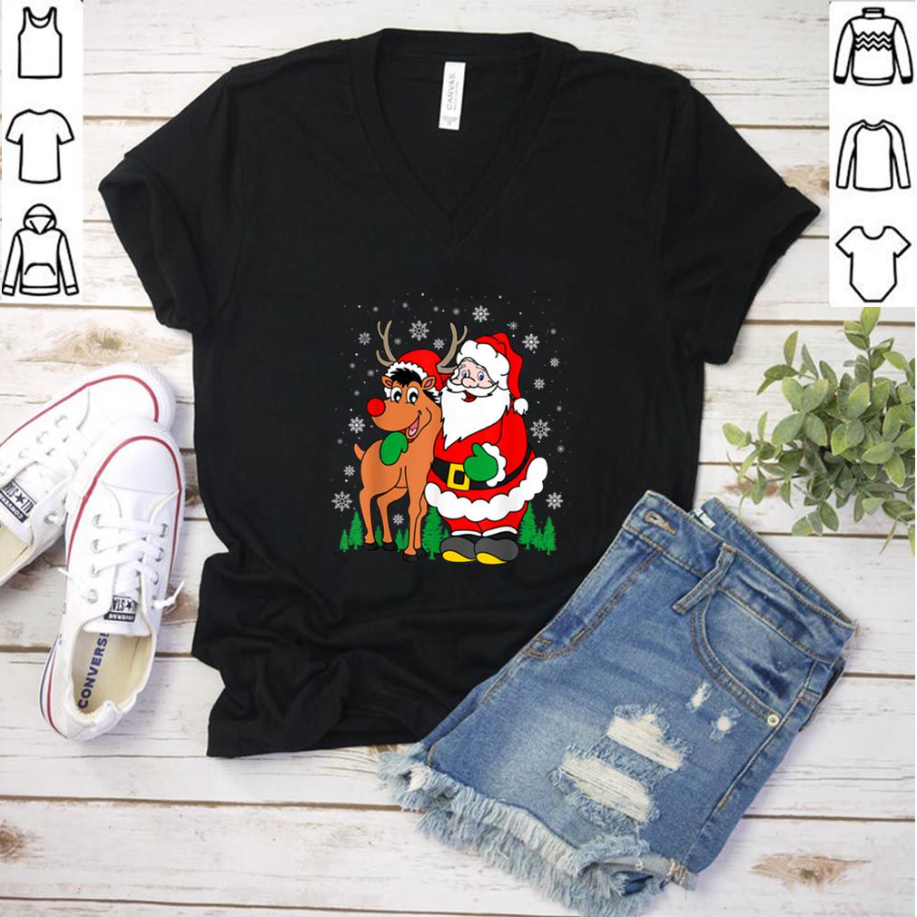 Beautiful Santa with Reindeer Funny Christmas Gift hoodie, sweater, longsleeve, shirt v-neck, t-shirt