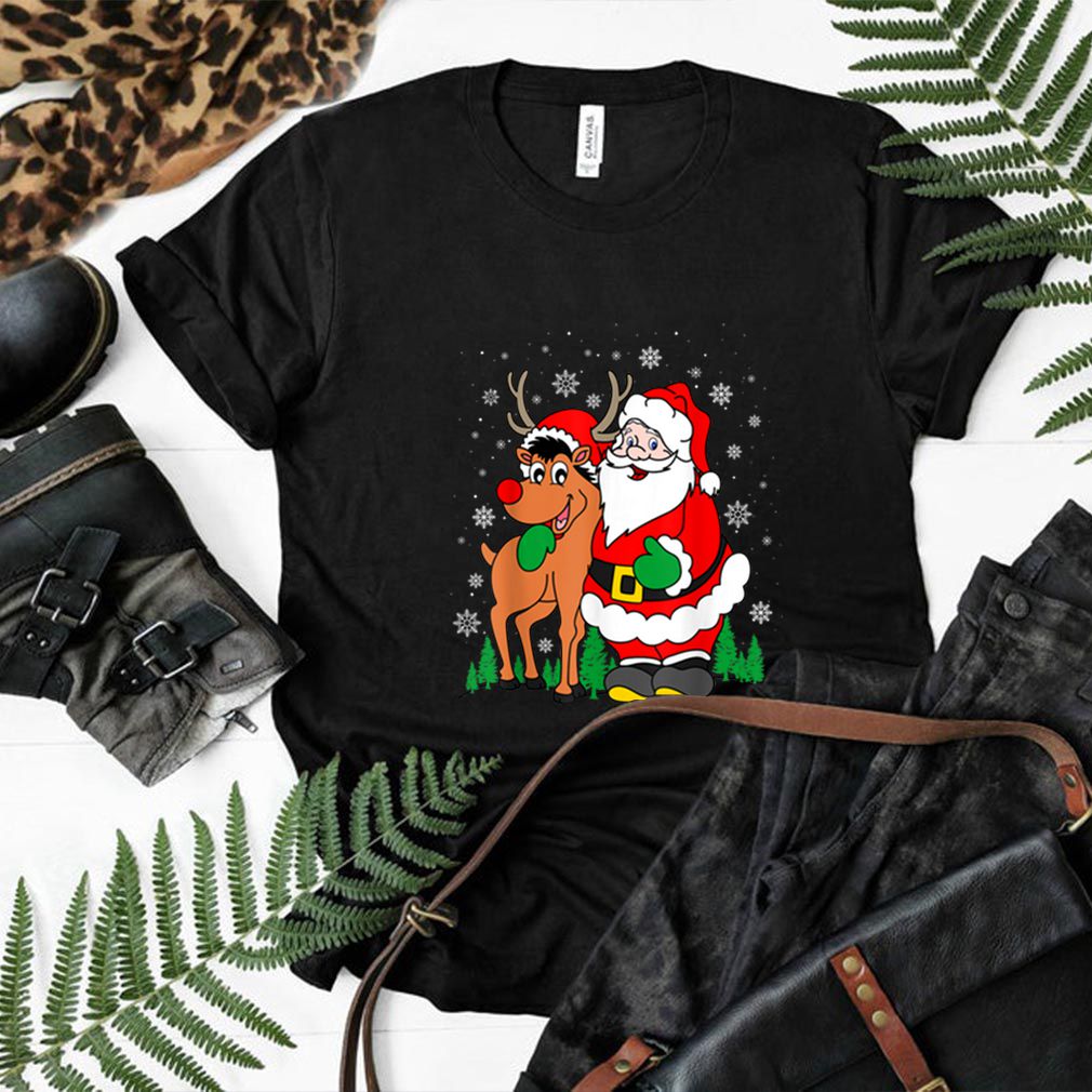 Beautiful Santa with Reindeer Funny Christmas Gift hoodie, sweater, longsleeve, shirt v-neck, t-shirt