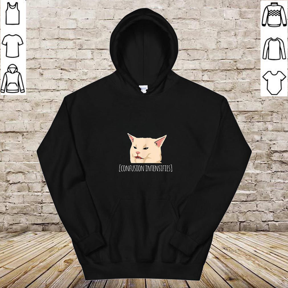 Confused cat meme confusion intensifies hoodie, sweater, longsleeve, shirt v-neck, t-shirt