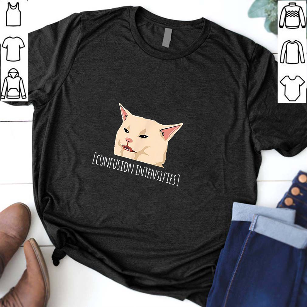 Confused cat meme confusion intensifies hoodie, sweater, longsleeve, shirt v-neck, t-shirt