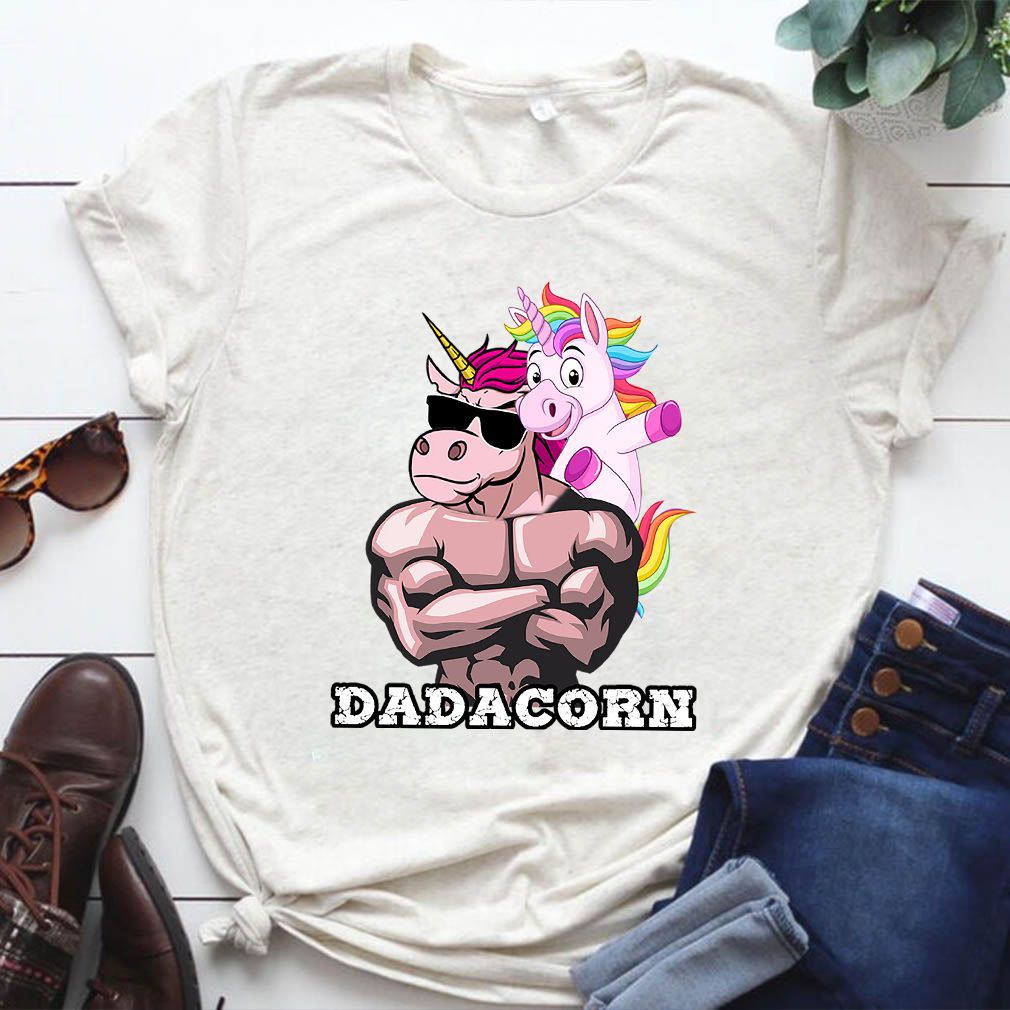 Dadacorn Unicorn Dad And Baby Christmas Papa Gift Funny T Shirt