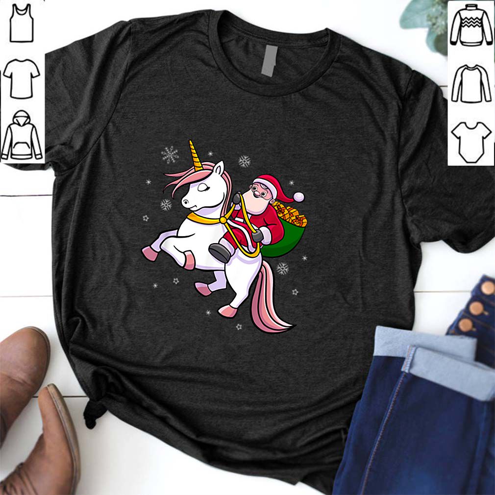Hot Santa Riding Unicorn Cute Girls Christmas Gift shirt