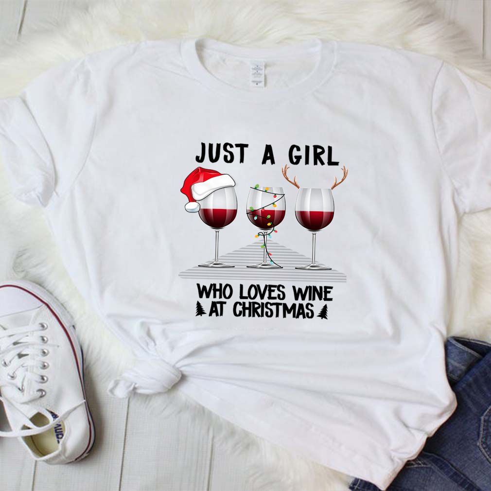 Just A Girl Who Loves Wine At Christmas Tshirt T Shirt 6