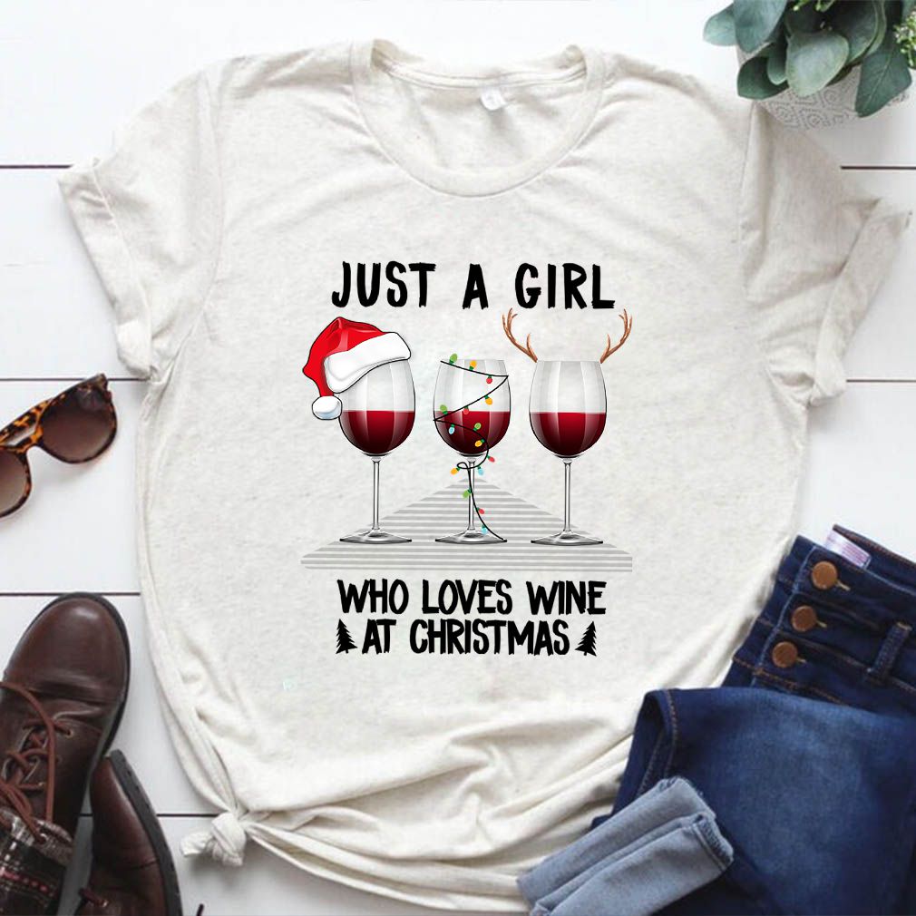 Just A Girl Who Loves Wine At Christmas Tshirt T Shirt