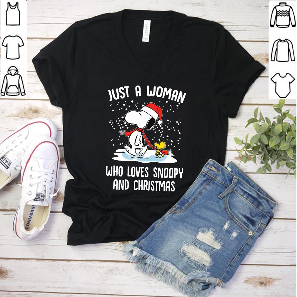 Just A Woman Who Loves Snoopy And Christmas hoodie, sweater, longsleeve, shirt v-neck, t-shirt