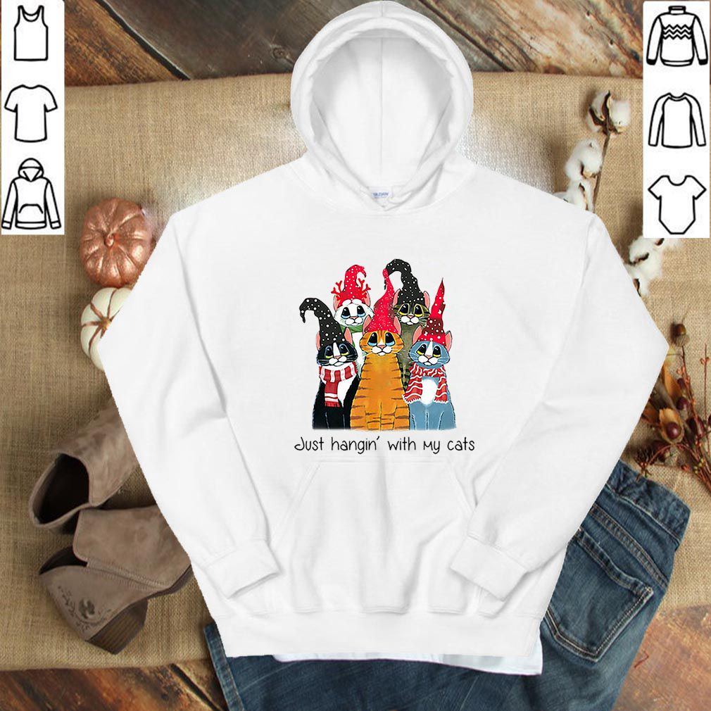 Just Hangin with cats Christmas hoodie, sweater, longsleeve, shirt v-neck, t-shirt 4