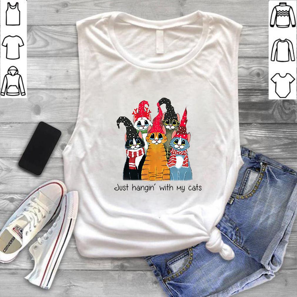 Just Hangin with cats Christmas hoodie, sweater, longsleeve, shirt v-neck, t-shirt 5