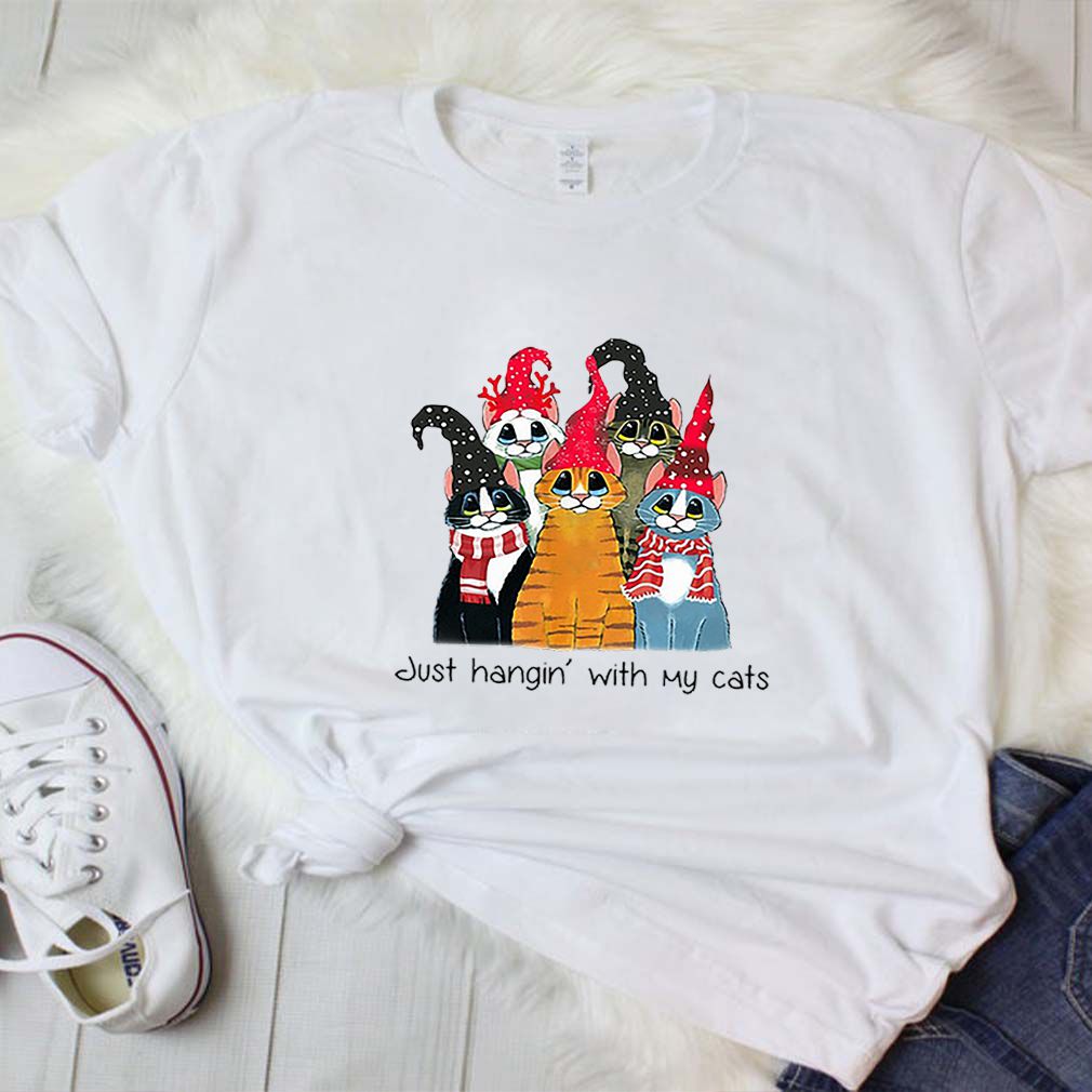 Just Hangin with cats Christmas hoodie, sweater, longsleeve, shirt v-neck, t-shirt 6