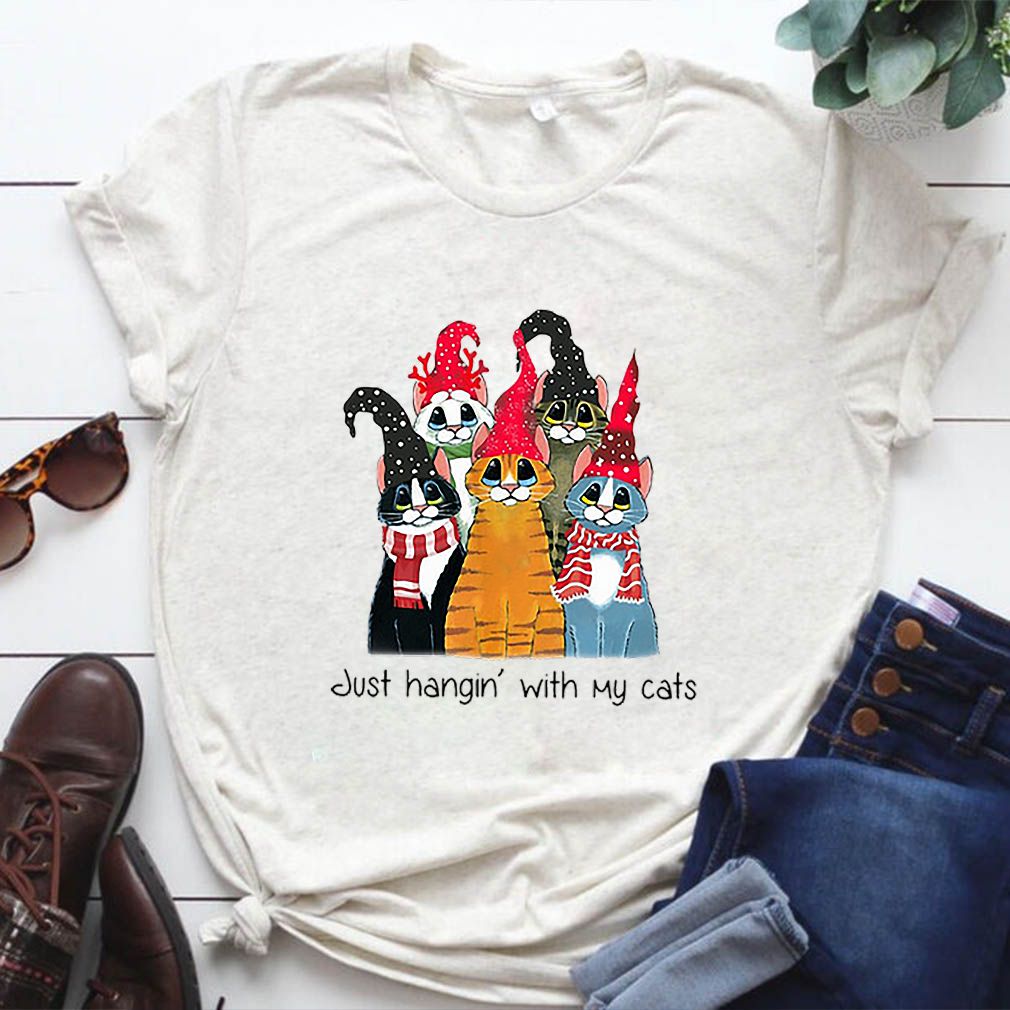 Just Hangin with cats Christmas hoodie, sweater, longsleeve, shirt v-neck, t-shirt