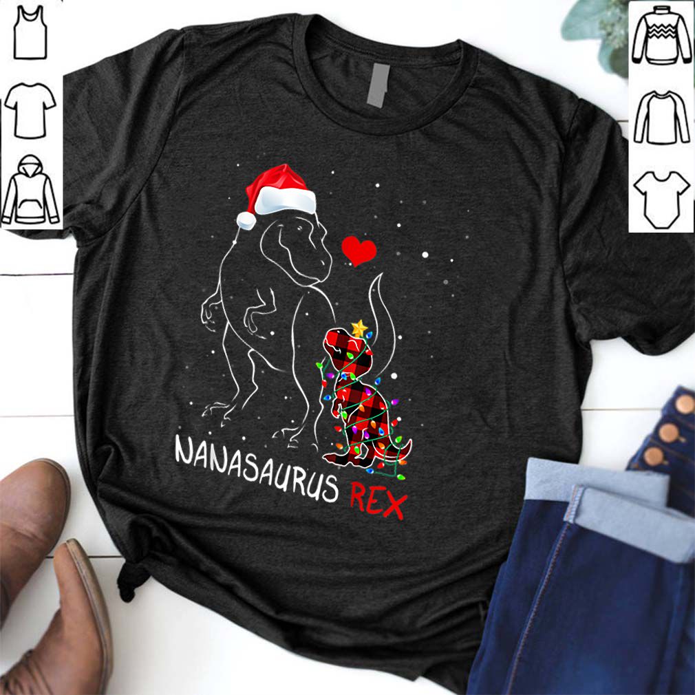 Pretty Nanasaurus Red Plaid Christmas Pajama Matching Family Gift shirt