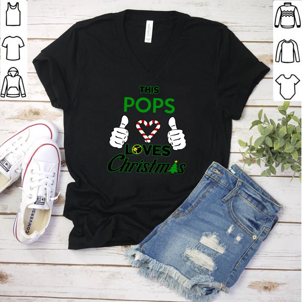 This Pops Loves Christmas Cool Fun Dad Grandparent Holiday T Shirt 3