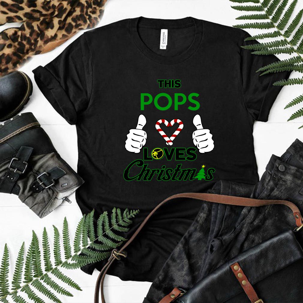 This Pops Loves Christmas Cool Fun Dad Grandparent Holiday T Shirt