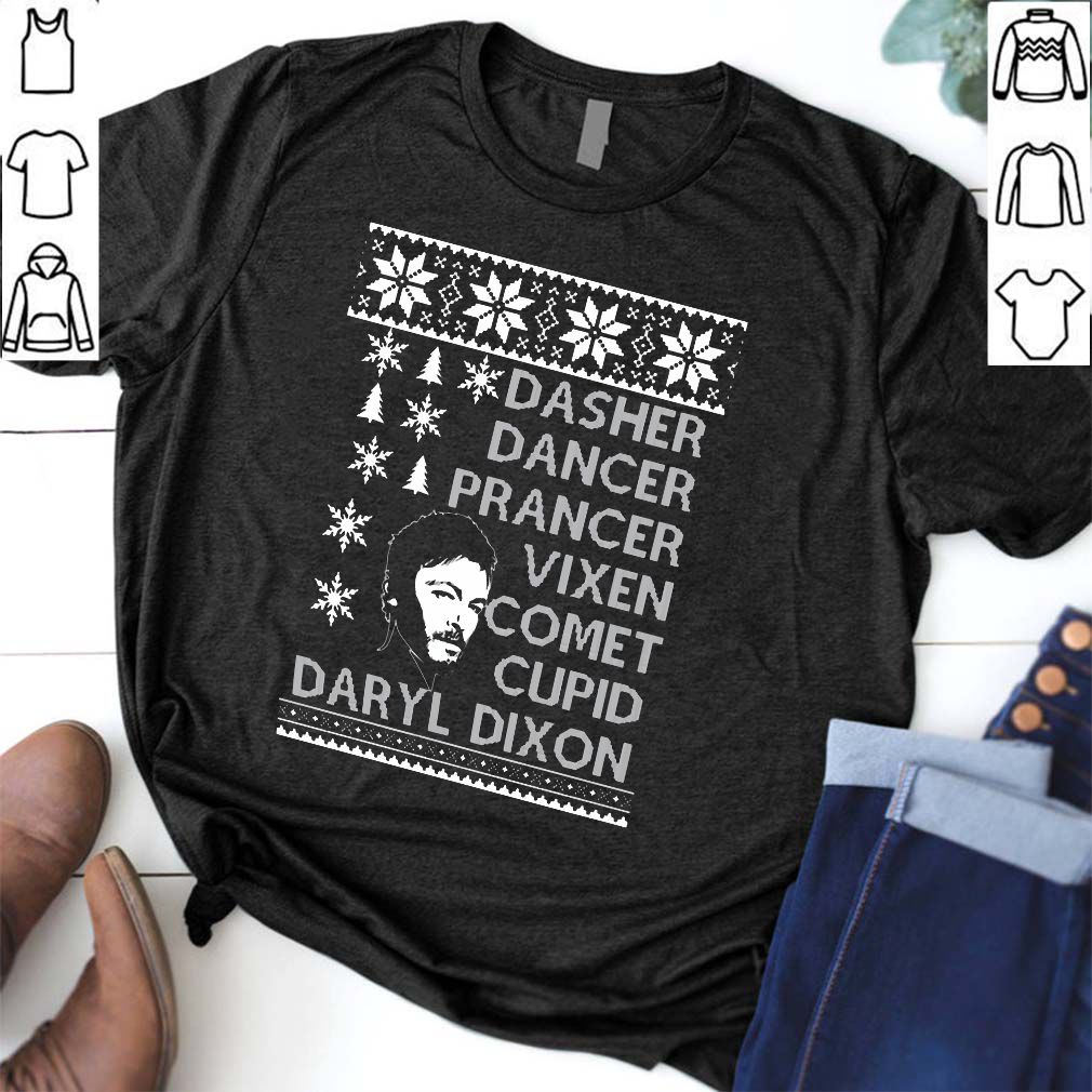 Dasher Dancer Prancer Vixen Comet Cupid Daryl Dixon Christmas Shirt 6