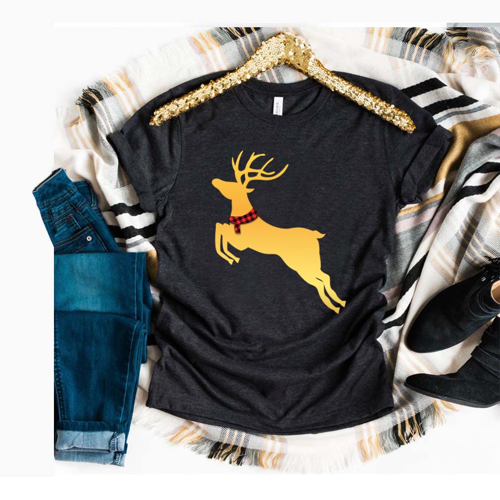 Deer Chrismas Gold T Shirt 4