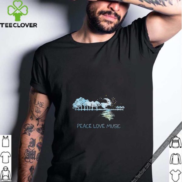 Peace Love Music Guitar Lake Shadow Hippie T-Shirt T-Shirt