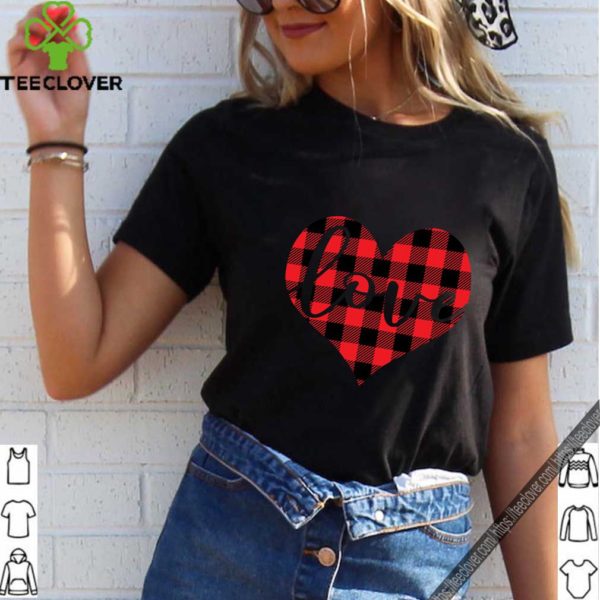 Red Buffalo Plaid Printed Love Heart Gifts Valentine’s Day T-Shirt