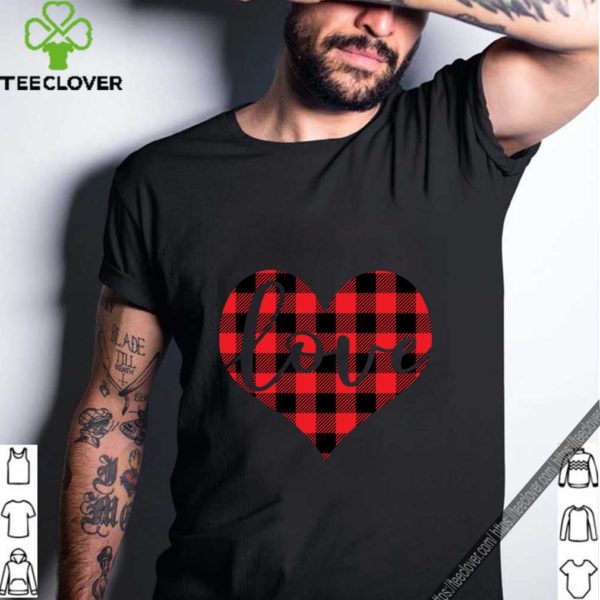 Red Buffalo Plaid Printed Love Heart Gifts Valentine’s Day T-Shirt