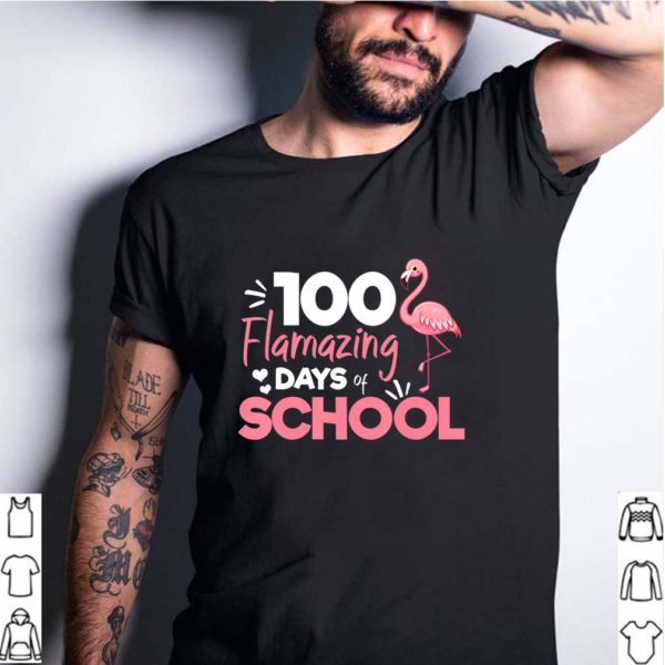 100 Amazing Days Of School Cute Flamingo Pun Student Teacher T-Shirt
