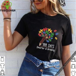 100 days smarter & growing tree of life puzzle Autism Awareness shirt