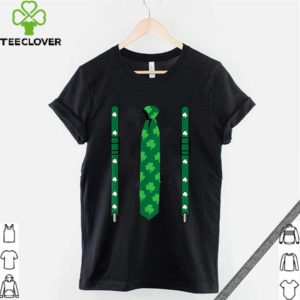 Boys Three-Leaf Clover Tie & Suspenders St Patricks Day shirt