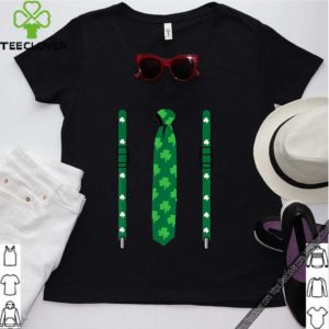 Boys Three-Leaf Clover Tie & Suspenders St Patricks Day shirt