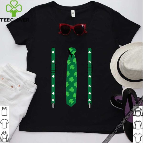 Boys Three-Leaf Clover Tie & Suspenders St Patricks Day shirt