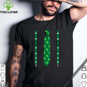 Boys Three-Leaf Clover Tie & Suspenders St Patricks Day shirt