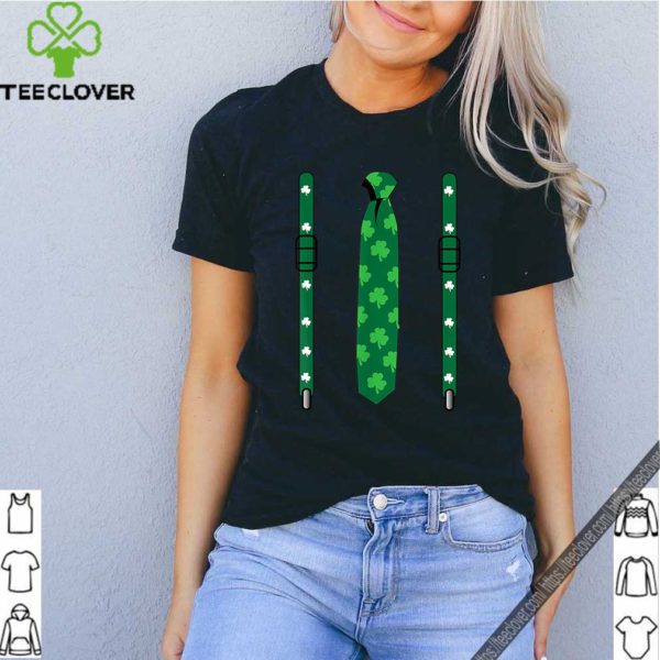Boys Three-Leaf Clover Tie & Suspenders St Patricks Day shirt
