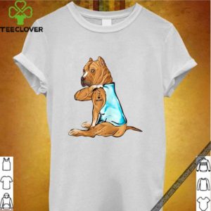 Pitbull Tattoos I Love MOM Sitting Funny Gift Mother’s Day Tee Shirt