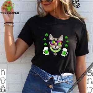 St Patrick’s Day 2018 Funny Cat Sunglasses Beer Bead shirt