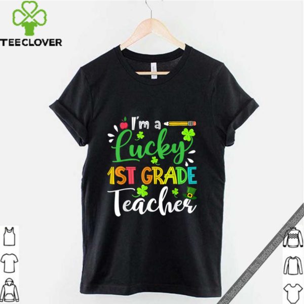 Top Lucky 1st Grade Teacher Shamrock Top Hat St Patrick’s Day shirt