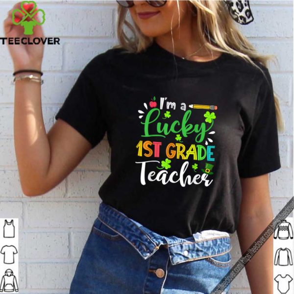 Top Lucky 1st Grade Teacher Shamrock Top Hat St Patrick’s Day shirt
